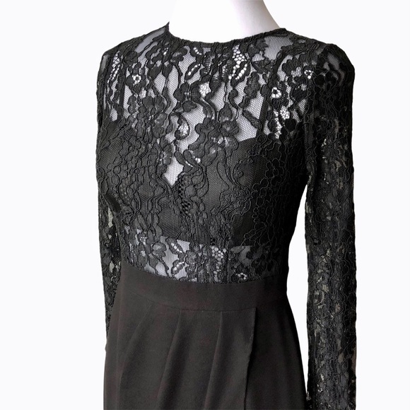 Aidan Mattox Lace Illusion Tulip Dress Cocktail 4 - Picture 4 of 14